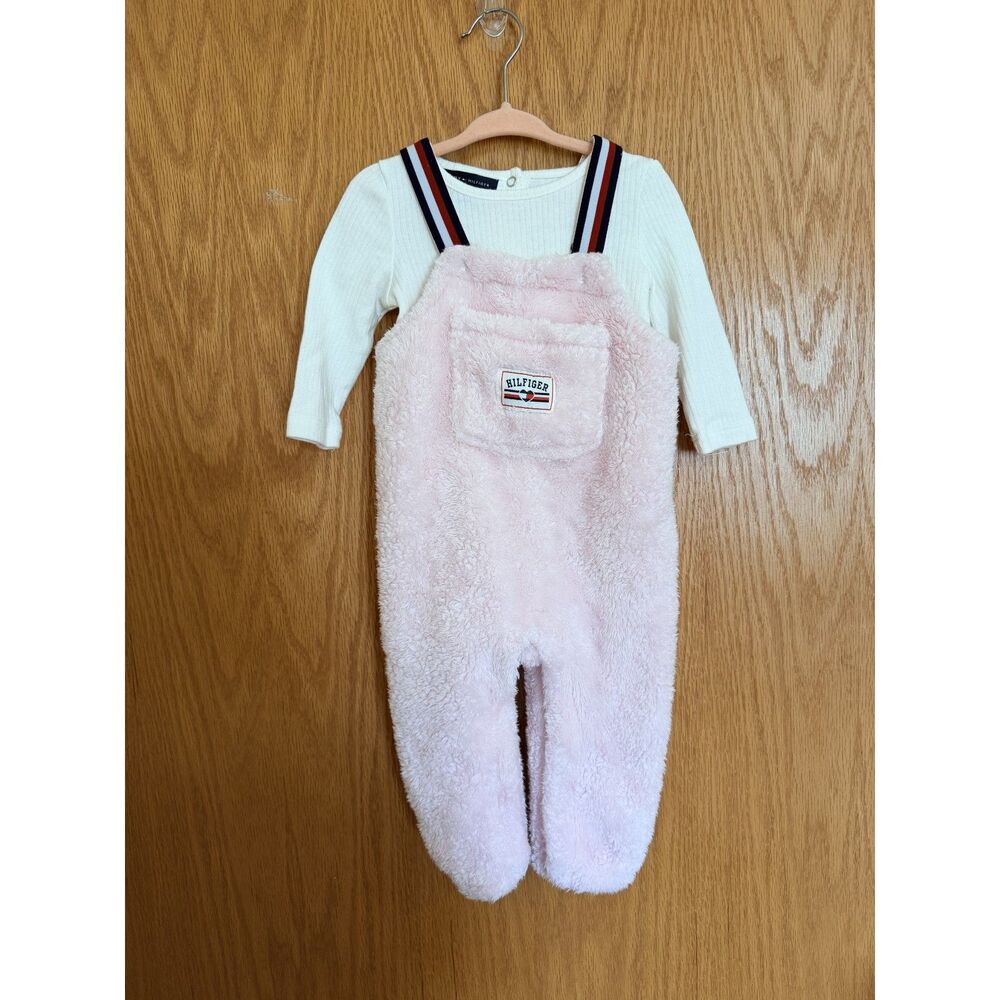 Tommy Hilfiger Baby Girl 12 Months Pink Overalls and Top